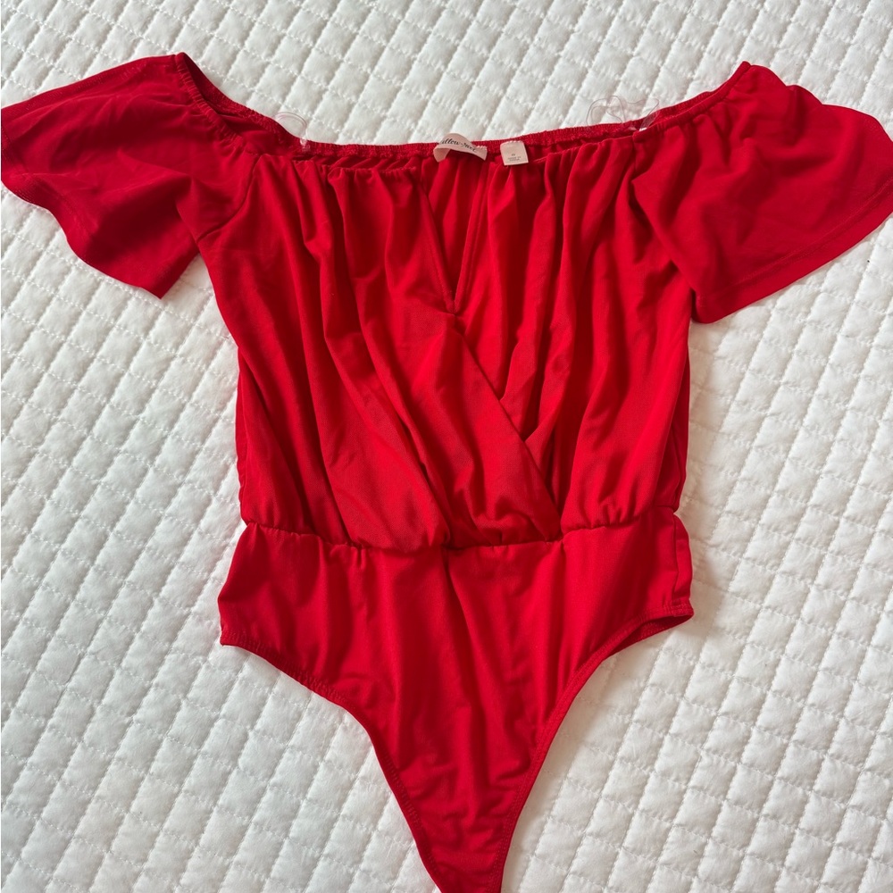 Willow Red Off-Shoulder Top